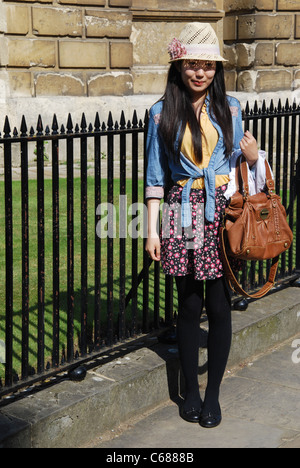 posing in front of Radcliffe Camera Oxford United Kingdom Stock Photo