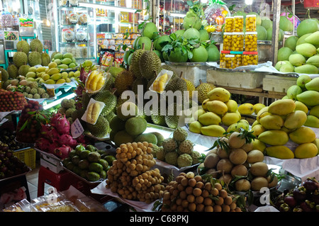 Vendor with Durian and Lychees in Ben Thanh Market in Ho Chi Minh Stock ...