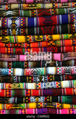 Hand made blankets for sale at Miraflores market. Lima, Peru, South America Stock Photo