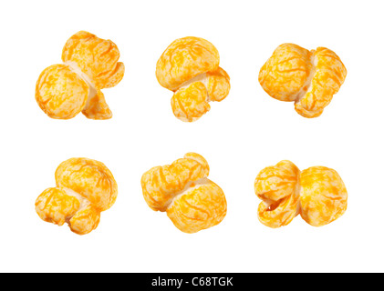 Cheese Flavored Popcorn isolated on a white background Stock Photo