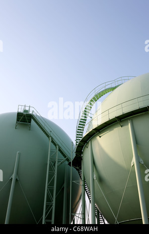 Storage tanks in a chemical plant, blue sky Stock Photo
