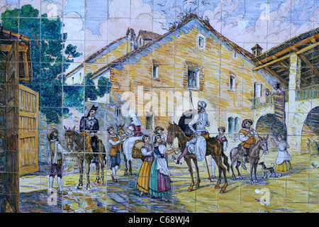 Ceramic mural depicting historic scene of Mendoza in Plaza Espana. Mendoza, Argentina, South America Stock Photo