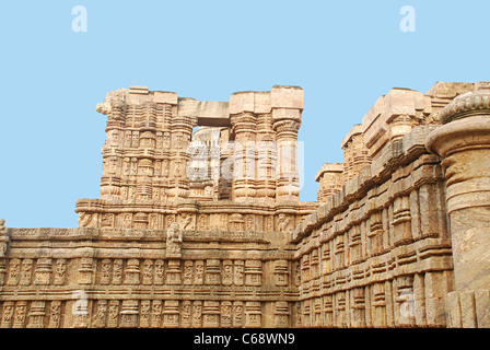 Part of the Dancing Hall, bhoga-mandapa (offerings hall)  Konark Sun Temple, Orissa India. UNESCO world heritage site Stock Photo