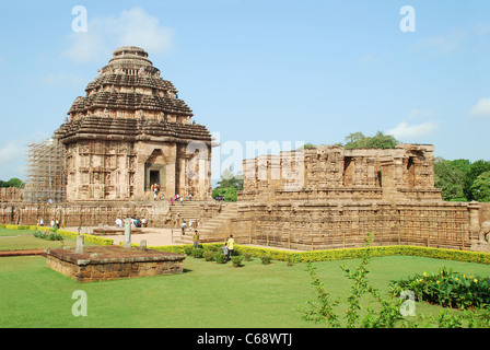 The 13th-century Sun Temple (Known as the Black Pagoda) Konark ,Orissa India. UNESCO world heritage site Stock Photo