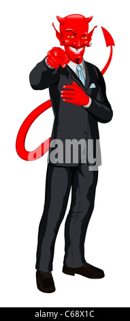 Business man satan in business suit pointing his finger at you Stock Photo