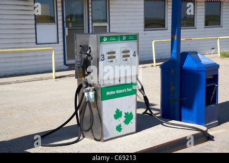 husky energy 10% ethanol blended petrol pump at gas station saskatchewan canada Stock Photo