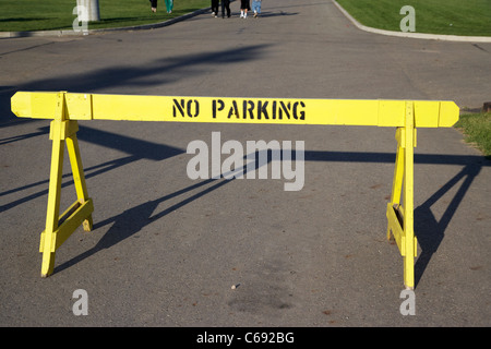 no parking temporary road barrier Saskatoon Saskatchewan Canada Stock Photo