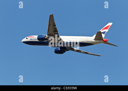 A Boeing 777 of BA - British Airways on departure Stock Photo