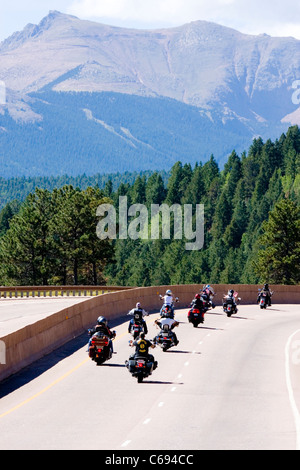 Motorcycle parade kicks off the 19th annual Salute to Veterans at the base of Pikes Peak Colorado. Stock Photo