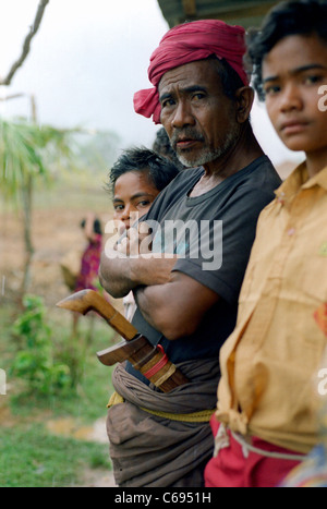 Village headman and companions, Sumba, East Nusa Tenggara, Indonesia in 1987. Stock Photo