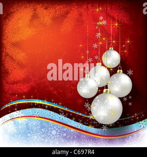 Abstract Christmas grunge background with pearl decorations Stock
