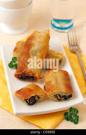 Spinach rolls. Recipe available. Stock Photo