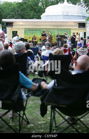 band and singer on stage as part of the Saskatoon Jazz Festival Saskatchewan Canada Stock Photo