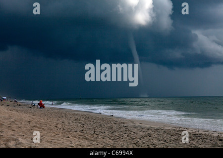 Tornado over Atlantic Ocean at Carolina Beach, NC Stock Photo