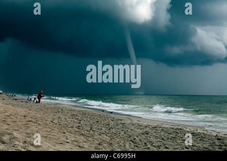 Tornado over Atlantic Ocean at Carolina Beach, NC Stock Photo