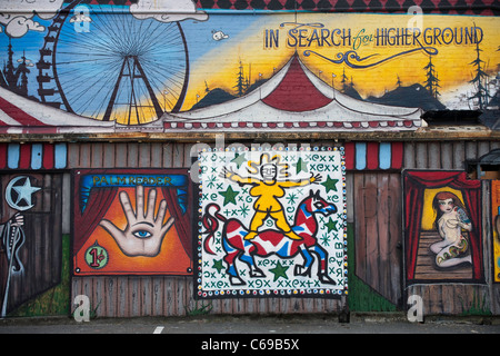 Graffiti art on old brick building, Victoria, British Columbia Stock Photo