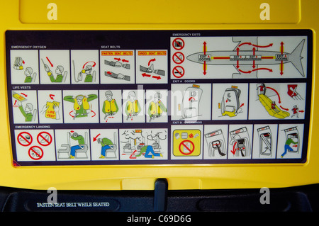 Back of the passenger seat on a Boeing 737 showing magazine rack with ...