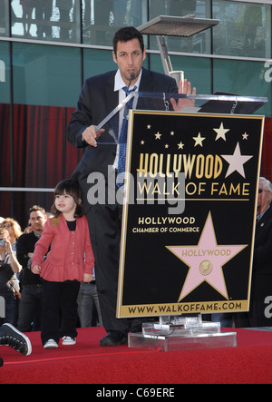 Adam Sandler, daughter Sunny Sandler at arrivals for Star on the Hollywood Walk of Fame Ceremony for Adam Sandler, Hollywood Boulevard, Los Angeles, CA February 1, 2011. Photo By: Elizabeth Goodenough/Everett Collection Stock Photo