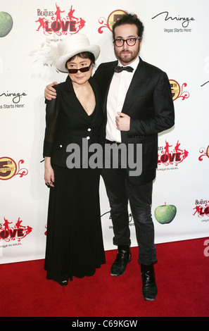 Yoko Ono, Sean Lennon in attendance for The Beatles LOVE by Cirque du Soleil  Fifth Anniversary Celebration, LOVE Theatre Lobby Stock Photo