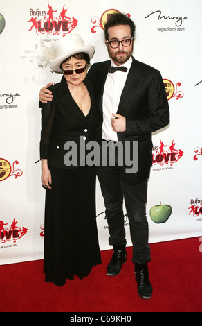 Yoko Ono, Sean Lennon in attendance for The Beatles LOVE by Cirque du Soleil  Fifth Anniversary Celebration, LOVE Theatre Lobby Stock Photo