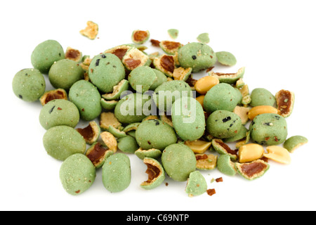 Pile of   Wasabi flavoured peanuts Stock Photo