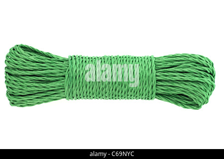 Wrapped green nylon rope Stock Photo