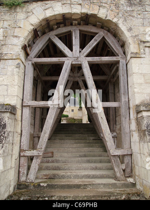 wooden supports in an old part of Chateau de Ussé, Loire valley, France Stock Photo