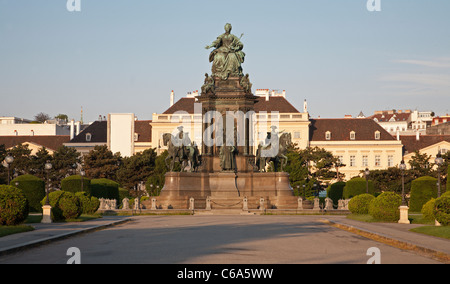 Vienna - queen Maria Theresia landmark and square in morning light Stock Photo