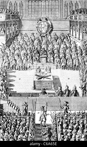 The Trial of King Charles I of England, 1649; from John Nalson's 'Record of the Trial of Charles I, 1688' in the British Museum. Stock Photo
