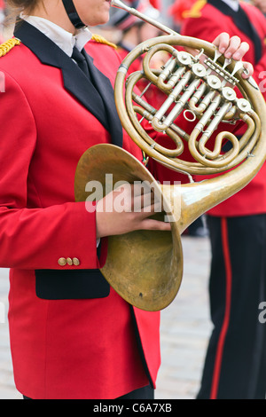 wind band in red uniform. Stock Photo