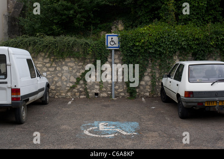 Disabled parking space, Amboise, France Stock Photo