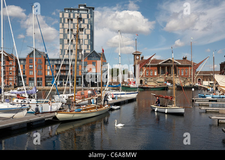 Great Britain England Suffolk Ipswich Wherry Quayside Old Customs House Stock Photo