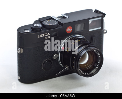 Leica M6 TTL Rangefinder RF 35mm Film Camera with Classic 50mm Summicron f2 Lens Black Stock Photo