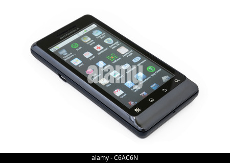 Droid 2 smartphone with Android operating system showing apps on screen Stock Photo