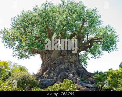 Tree of Life, a 14-story, 50-foot-wide tree is the centerpiece and icon of Animal Kingdom in Disney World, Orlando, FL Stock Photo