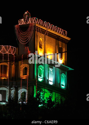 Indore Palace, decorated with light at evening of 15th august. Indore, Madhya Pradesh, India Stock Photo