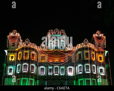 Indore Palace, decorated with light at evening of 15th august. Indore, Madhya Pradesh, India Stock Photo