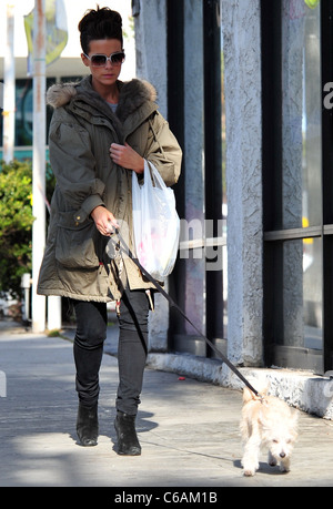 Kate Beckinsale and her husband Len Wiseman shop in Santa Monica with their daughter Lily and pet dog Los Angeles, California - Stock Photo