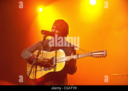 Fleet Foxes performing at the Green man festival 2011 , Glanusk Park ,Crickhowell, Wales, United Kingdom. Stock Photo