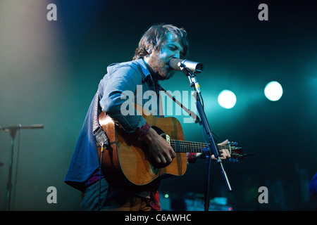 Fleet Foxes performing at the Green man festival 2011 , Glanusk Park ,Crickhowell, Wales, United Kingdom. Stock Photo