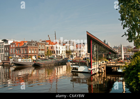 Old Port Harbor Leiden Netherlands Holland New Rhine Galgewater  Nieuwe Rijn Stock Photo