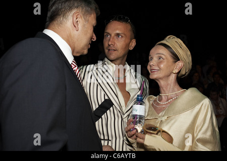 Klaus Wowereit, Hubertus Regout, Britt Kanja - Front Row - Guido Maria Kretschmer fashion show at Mercedes Benz Fashion Week Stock Photo