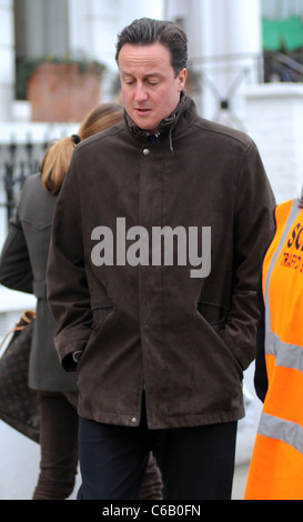 David Cameron makes his way home after taking his children to school London, England - 09.02.10 Stock Photo