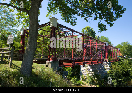 Bollman iron truss bridge, B & O Railroad 1869, Savage Maryland National Historic Landmark, last surviving iron RR bridge in USA Stock Photo