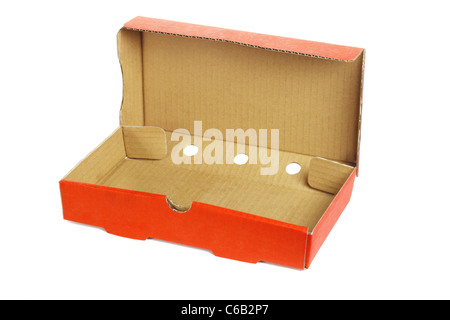 Rectangular shape takeaway pizza box on white background Stock Photo