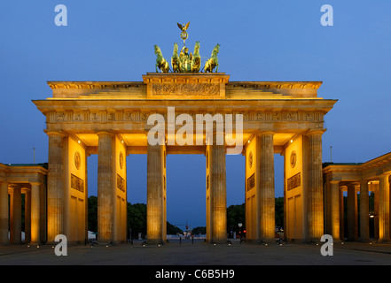 Brandenburg Gate, in the early morning twilight, Tiergarten, Mitte district, Berlin, Germany, Europe Stock Photo