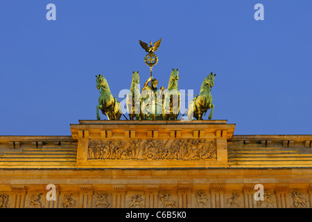 Brandenburg Gate, in the early morning twilight, Tiergarten, Mitte district, Berlin, Germany, Europe Stock Photo