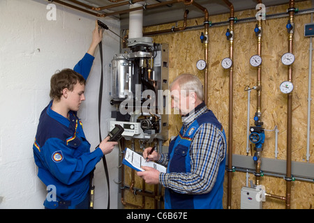 A central heating installation is being inspected, Viersen, Germany Stock Photo