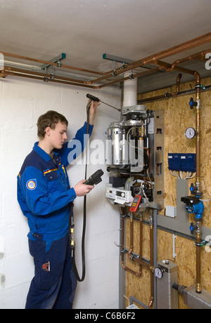 A central heating installation is being inspected, Viersen, Germany Stock Photo