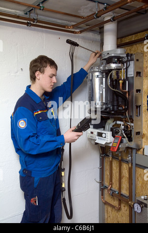 A central heating installation is being inspected, Viersen, Germany Stock Photo